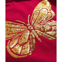 Pine Kids Cotton Knit Full Sleeves Sweatshirt with Sequin Detailing - Dark Red