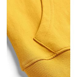 Pine Kids Cotton Knit Full Sleeves Hooded Sweatjacket With Cut & Sew Design & Kangaroo Pockets - Gold & Navy Blue