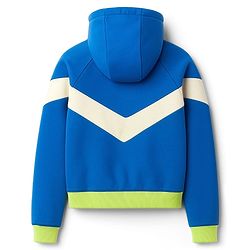 Pine Kids Cotton Knit Full Raglan Sleeves Hooded Sweatshirt With Cut & Sew Design - Blue