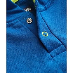 Pine Kids Cotton Knit Full Raglan Sleeves Hooded Sweatshirt With Cut & Sew Design - Blue
