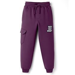 Pine Kids Knit Full Length Lounge Pant With Text Print - Plum