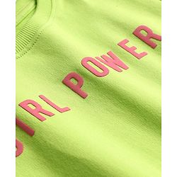 Pine Kids Cotton Knit Full Sleeves Sweatshirt With Floral Print - Limegreen