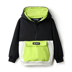 Pine Kids Cotton Knit Full Sleeves Hooded Sweatshirt With So What Print & Kangaroo Pockets - Black & Green