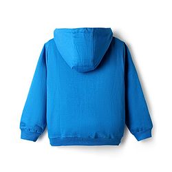 Pine Kids Cotton Knit Full Sleeves Hooded SweatJacket with Sequin Detailing - Blue