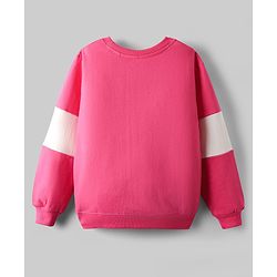 Pine Kids Cotton Knit Drop Shoulder Full Sleeves Sweatshirt With Text Print - Dark Pink