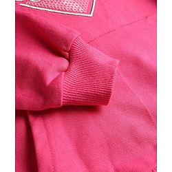 Pine Kids Cotton Knit Full Sleeves Hooded Sweatshirt with Sequin Heart Design & Kangaroo Pocket - Dark Pink