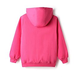 Pine Kids Cotton Knit Full Sleeves Hooded Sweatshirt with Sequin Heart Design & Kangaroo Pocket - Dark Pink