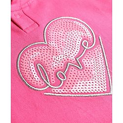 Pine Kids Cotton Knit Full Sleeves Hooded Sweatshirt with Sequin Heart Design & Kangaroo Pocket - Dark Pink