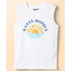 Pine Kids 100% Cotton Half Sleeves Checks Shirt With Text Printed Tank T-Shirt - Light Blue & White