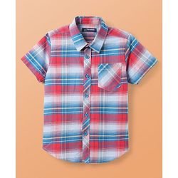 Pine Kids Cotton Woven Half Sleeves Checks Shirt With T-Shirt - Multicolour