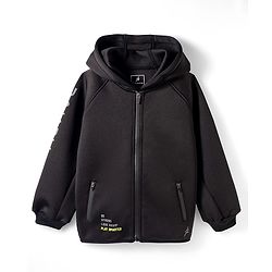 Pine Active Knit Full Sleeves Ultra Comfort Athleisure Jacket With Hoodie & Joggers Set - Black