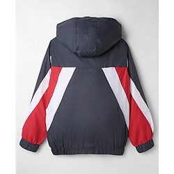 Pine Active Woven Full Sleeves Ultra Comfort Lightweight Windbreaker Athleisure Jacket With Hoodie - Navy Blue