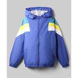 Pine Active Woven Full Sleeves Ultra Comfort Lightweight Windbreaker Athleisure Colour Block Hooded Jacket - Blue