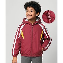 Pine Active Woven Full Raglan Sleeves Colour Block Ultra Comfort Lightweight Windbreaker Athleisure Hooded Jacket With Tape Detailing - Maroon