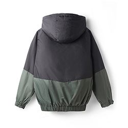 Pine Active Woven Full Sleeves Cut & Sew Ultra Comfort Athleisure Hooded Jacket With Text Print - Black & Green