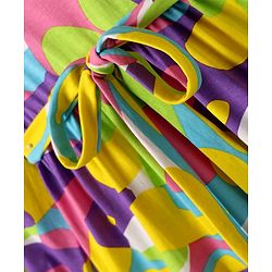Pine Kids Cotton Knit Full Sleeves Frock With Abstract Print - Multicolour