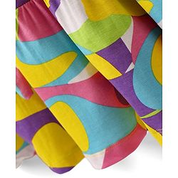 Pine Kids Cotton Knit Full Sleeves Frock With Abstract Print - Multicolour