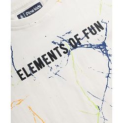 Pine Kids Cotton Knit Half Sleeves T-Shirt with Elements Of Fun Text Print - Off White