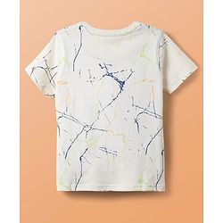 Pine Kids Cotton Knit Half Sleeves T-Shirt with Elements Of Fun Text Print - Off White