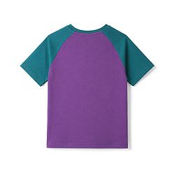 Pine Kids Cotton Knit Raglan Sleeves T-Shirt With Text Print - Purple