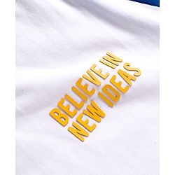 Pine Kids Cotton Knit Full Raglan Sleeves T-Shirt With Believe In New Idea Text Print - Navy Blue & White