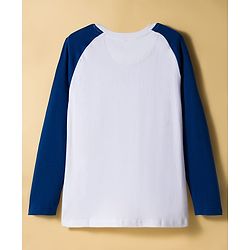 Pine Kids Cotton Knit Full Raglan Sleeves T-Shirt With Believe In New Idea Text Print - Navy Blue & White