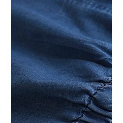 Pine Kids Cotton Woven Half Puffed Sleeves Solid Color Top - Navy Blue