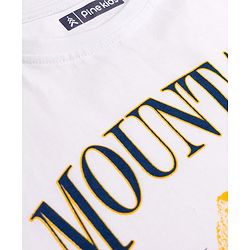 Pine Kids Cotton Knit Full Raglan Sleeves T-Shirt With Mountain Text Print - Navy Blue & White