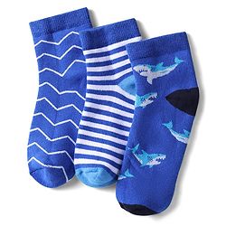 Pine Kids Cotton Knit Ankle Length Socks With Stripes & Fish Pack Of 3 (Colour May Vary)