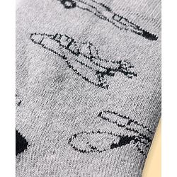 Pine Kids Knit Ankle Length Silvadur Antimicrobial Socks with Stripes & Airplane Design Pack of 3 - Color May Vary
