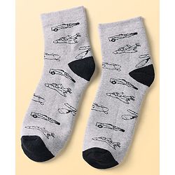 Pine Kids Knit Ankle Length Silvadur Antimicrobial Socks with Stripes & Airplane Design Pack of 3 - Color May Vary