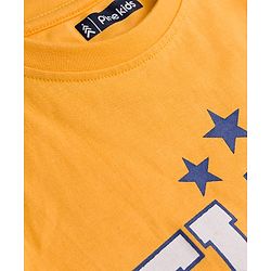 Pine Kids Cotton Knit Full Raglan Sleeves T-Shirt With Elite Text Print - Navy Blue & Yellow