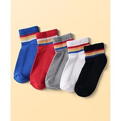 Pine Kids Cotton Knit Ankle Length Socks Pack Of 5 (Colour May Vary)