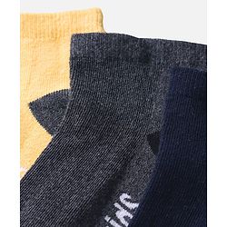 Pine Kids Knit Ankle Length Socks with Stripe & Text Design Pack of 3 - Color May Vary