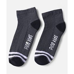 Pine Kids Knit Ankle Length Socks with Stripe & Text Design Pack of 3 - Color May Vary