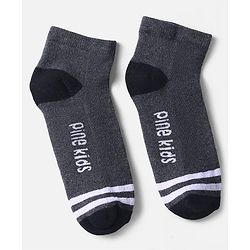 Pine Kids Knit Ankle Length Socks with Stripe & Text Design Pack of 3 - Color May Vary