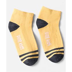 Pine Kids Knit Ankle Length Socks with Stripe & Text Design Pack of 3 - Color May Vary