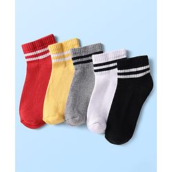 Pine Kids Knit Ankle Length Socks with Stripe Design Pack of 5 - Color May Vary