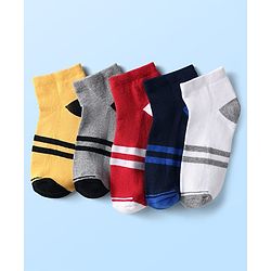 Pine Kids Knit Ankle Length Socks with Stripe Design Pack of 5 - Color May Vary