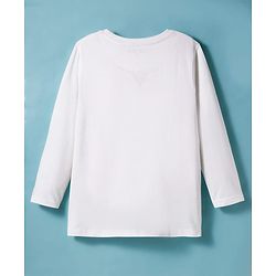 Pine Kids Cotton Knit Full Sleeves T-Shirt With Stripes - White & Navy Blue