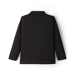 Pine Kids Cotton Knit Full Sleeves Cut & Sew Polo T-Shirt  - Black Orange & White