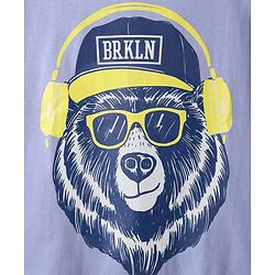 Pine Kids Cotton Knit Half Sleeves T-Shirt with Lion Print - Purple