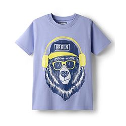 Pine Kids Cotton Knit Half Sleeves T-Shirt with Lion Print - Purple