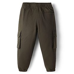 Pine Kids Cotton Elastane Woven Full length Trouser With Cargo Pockets - Olive Green