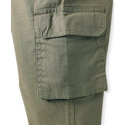Pine Kids Cotton Elastane Woven Full Length Solid Coloured Trouser With Cargo Pockets - Khaki
