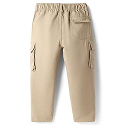 Pine Kids Cotton Elastane Woven Full Length Solid Coloured Trouser With Cargo Pockets - Khaki