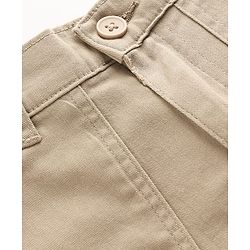 Pine Kids Cotton Elastane Woven Full Length Solid Coloured Trouser With Cargo Pockets - Khaki