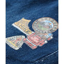 Pine Kids Cotton Elastane Woven Full Length Washed Jeans With Patch Detailing - Blue