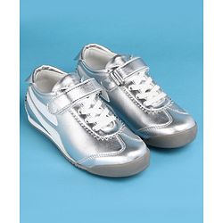 Pine Kids Velcro Closure Casual Shoes with Stripes - Silver