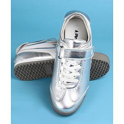 Pine Kids Velcro Closure Casual Shoes with Stripes - Silver